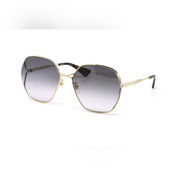 NEW GUCCI WOMEN'S SUNGLASSES GG0818SA 001 GUCCI GOLD FRAME EYEWEAR - Picture 3 of 10